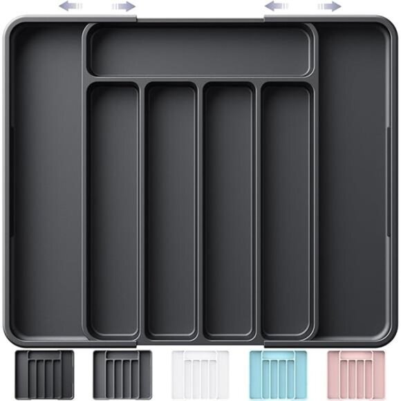 Expandable Cutlery Drawer Organizer Kitchen Utensil Tray Storage Adjustable Blac - Picture 7 of 7